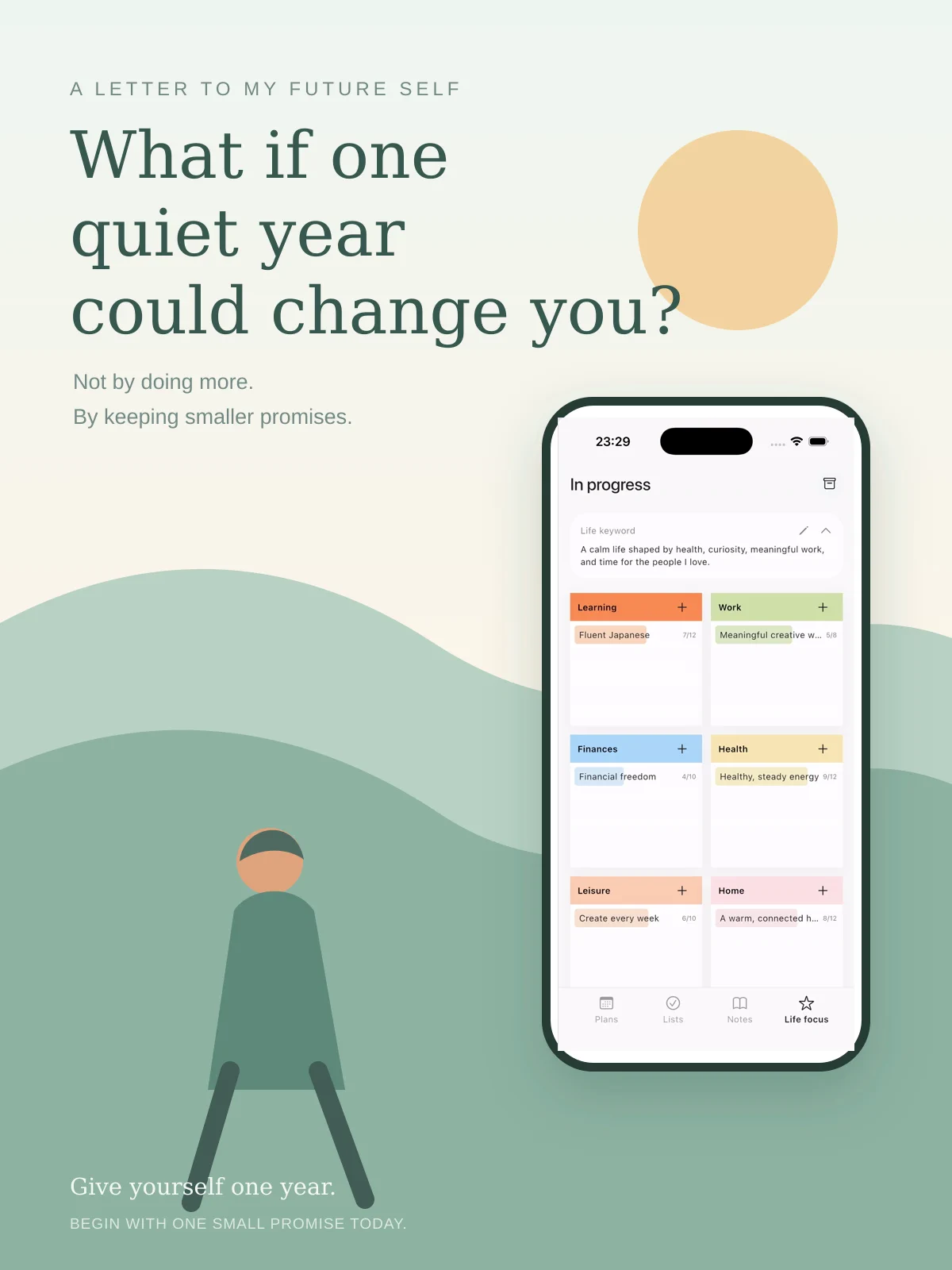 小芽计划人生目标管理 App 的 Life Focus 人生方向规划界面