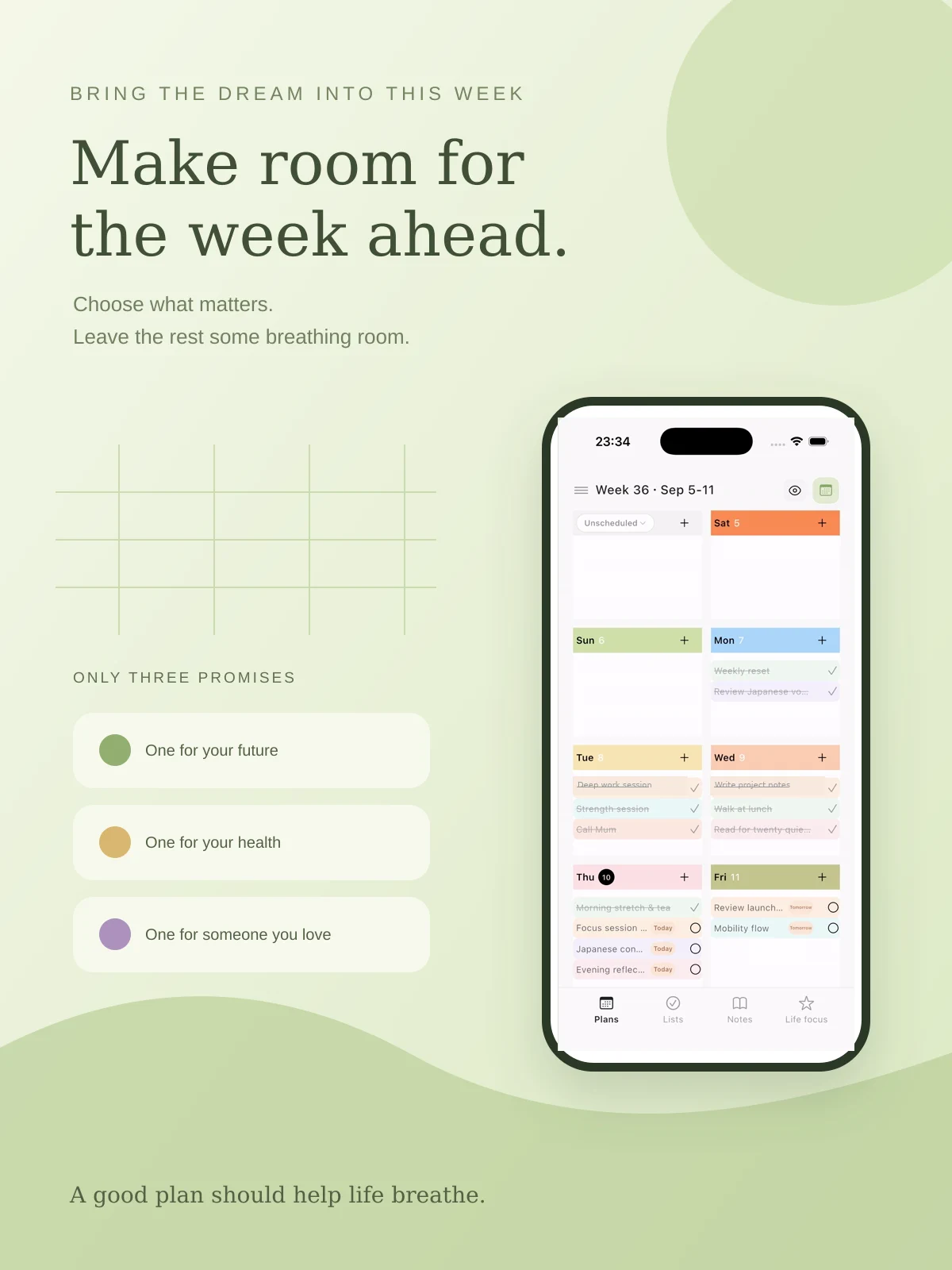 小芽计划周计划 App 的 Week Plan 每周计划界面